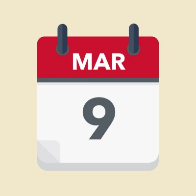 Calendar icon showing 9th March