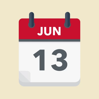 Calendar icon showing 13th June